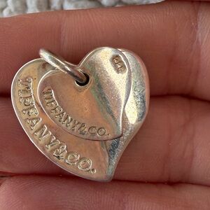 Vintage TIFFANY & CO Sterling 925 HEART Articulated Double Heart Pendant